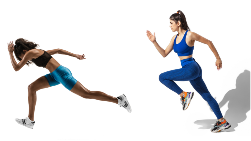 Two girls running