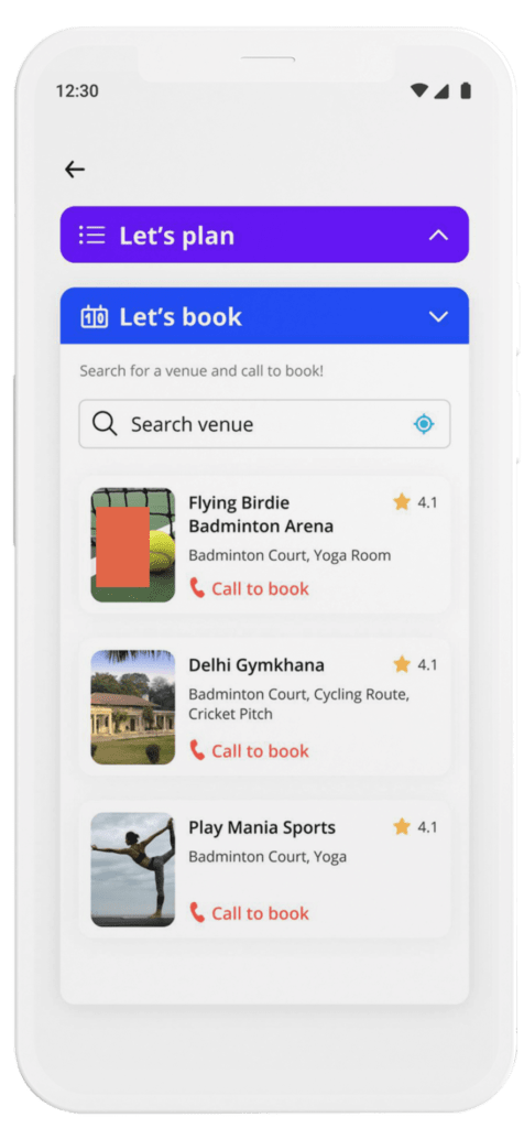 FindYourFit App Dashboard screenshot showing events near you