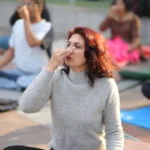 setting women in doing yoga