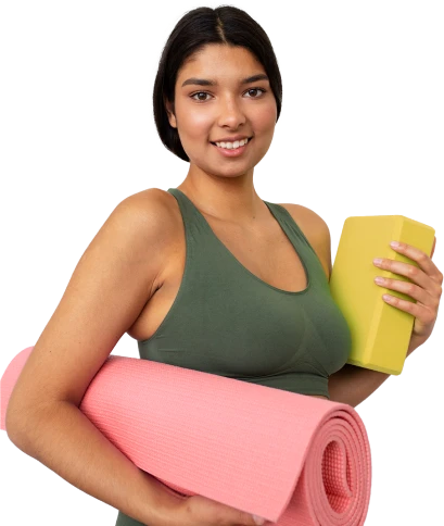 lady with yoga mat